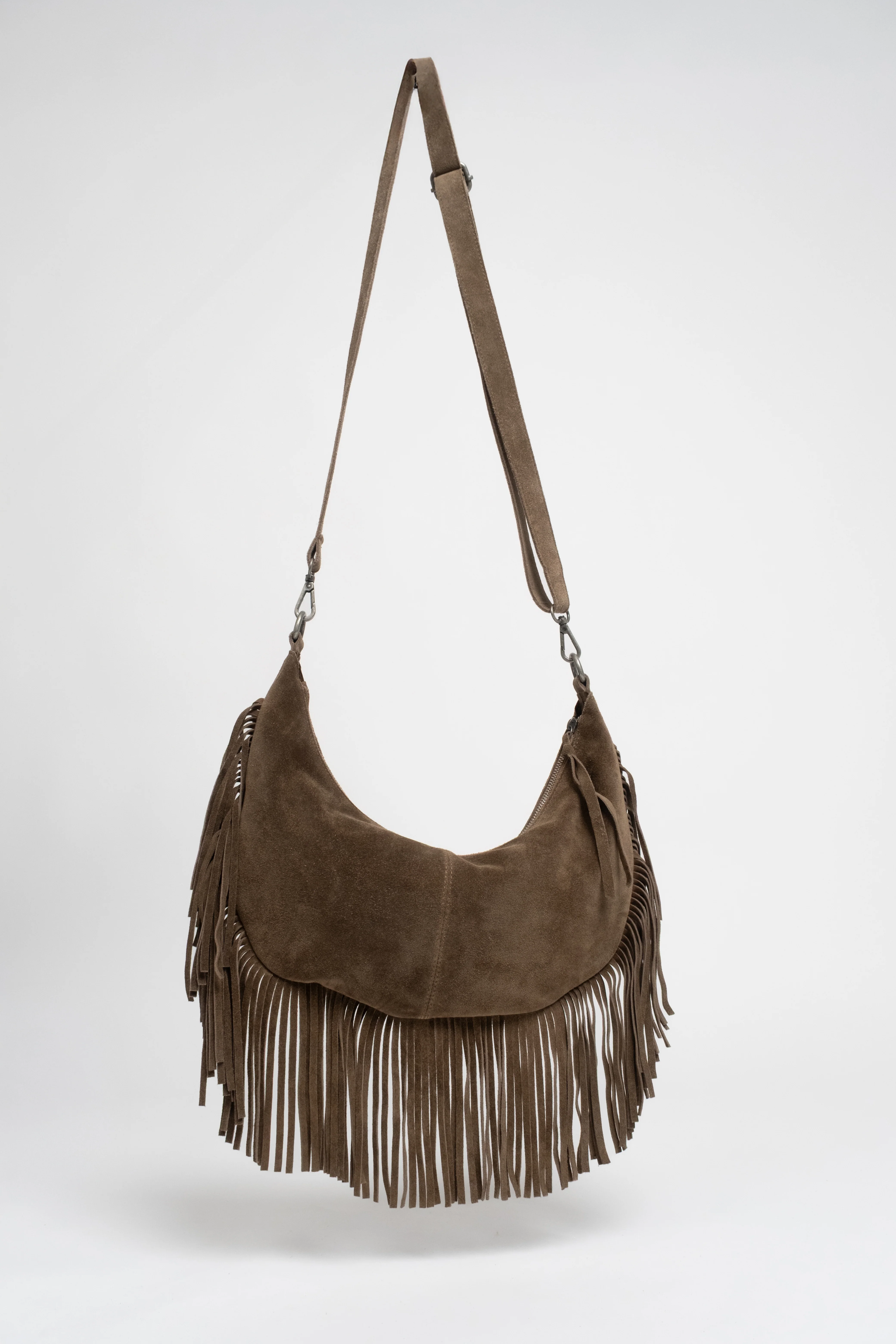 Sac frangé taupe esprit gypset - Image 3