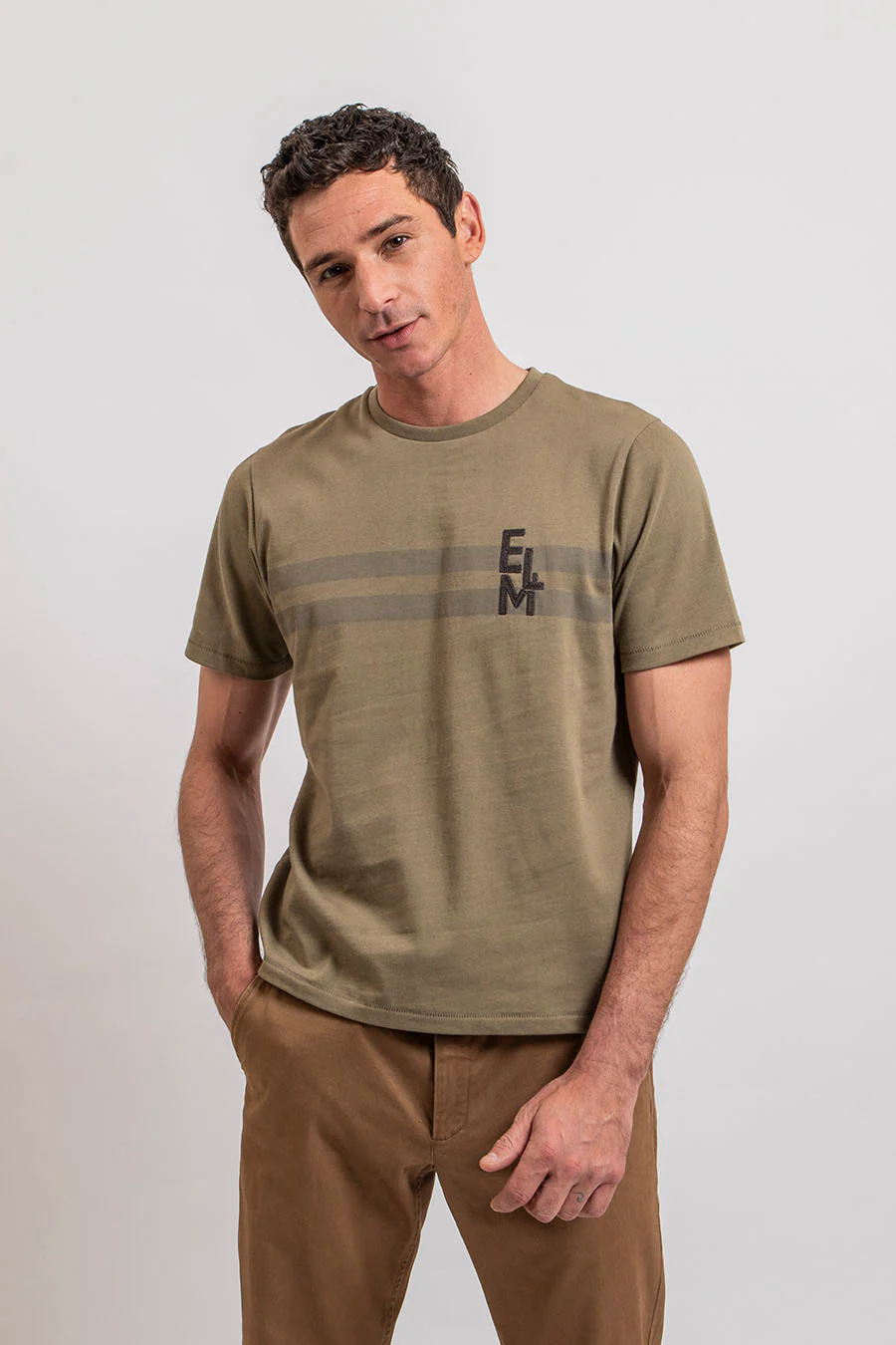 T-shirt à bandes coloris bronze - Image 3