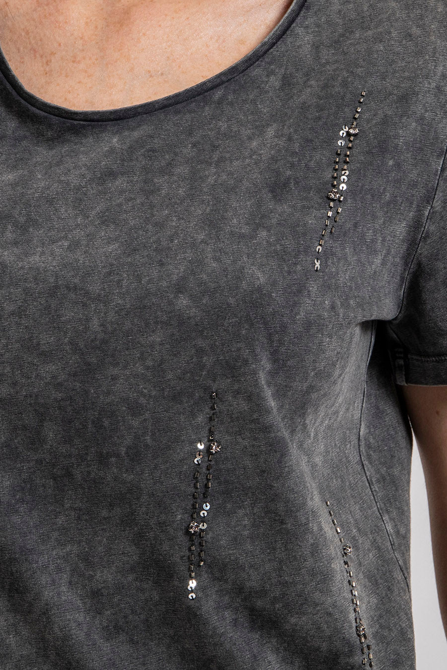 T-shirt brodé gris - Image 2