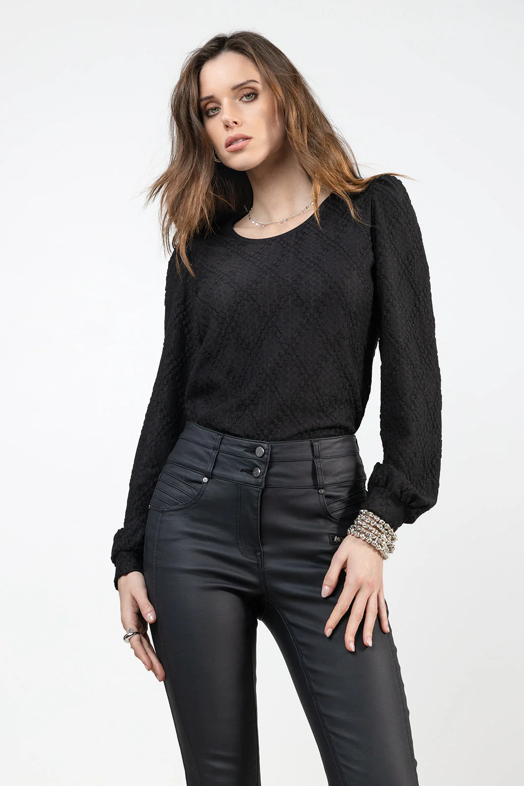 T-shirt esprit dentelle noir - Image 3