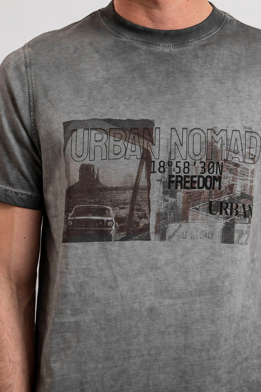 T-shirt gris print rock - Image 2
