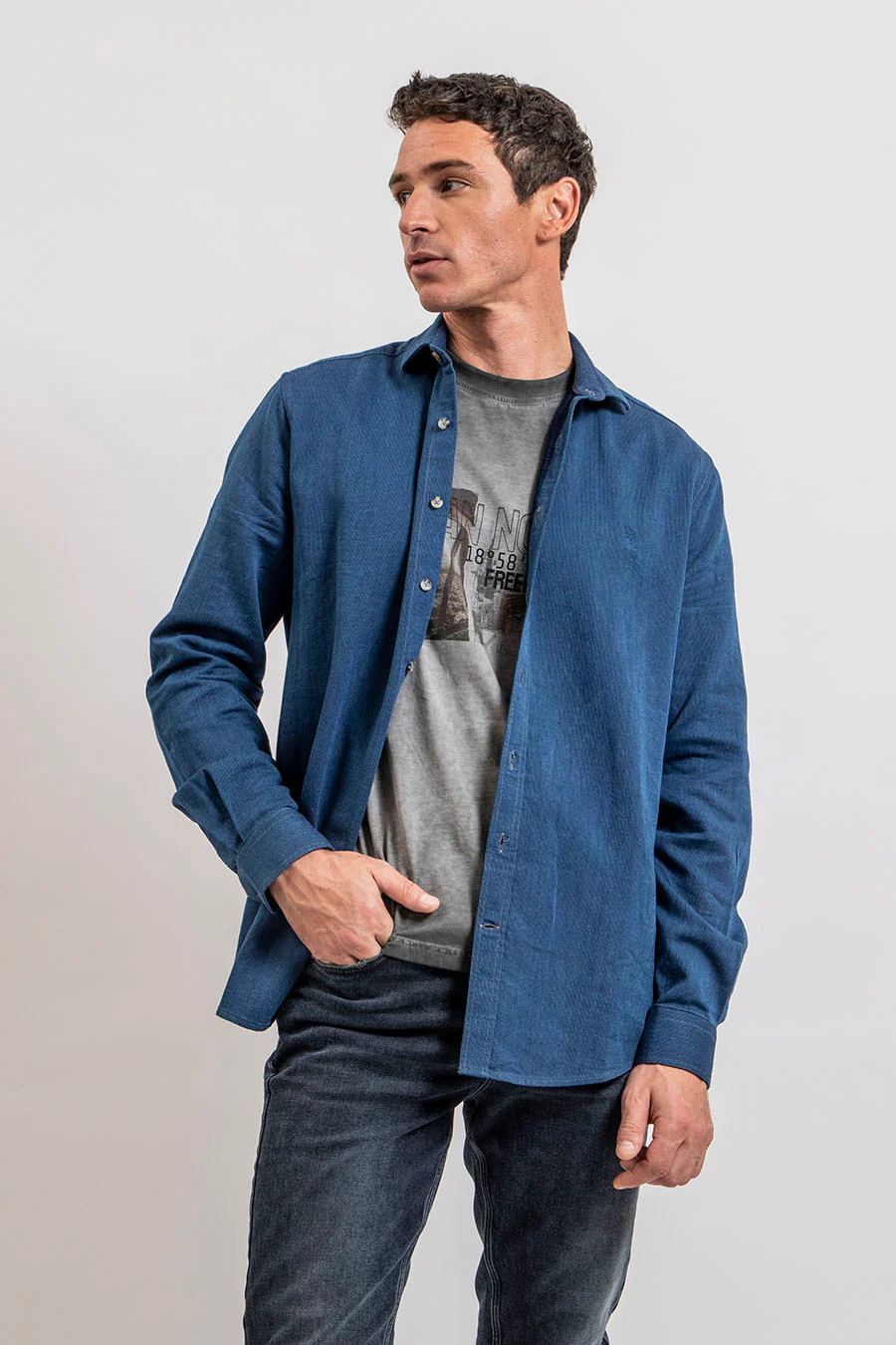 T-shirt gris print rock - Image 3