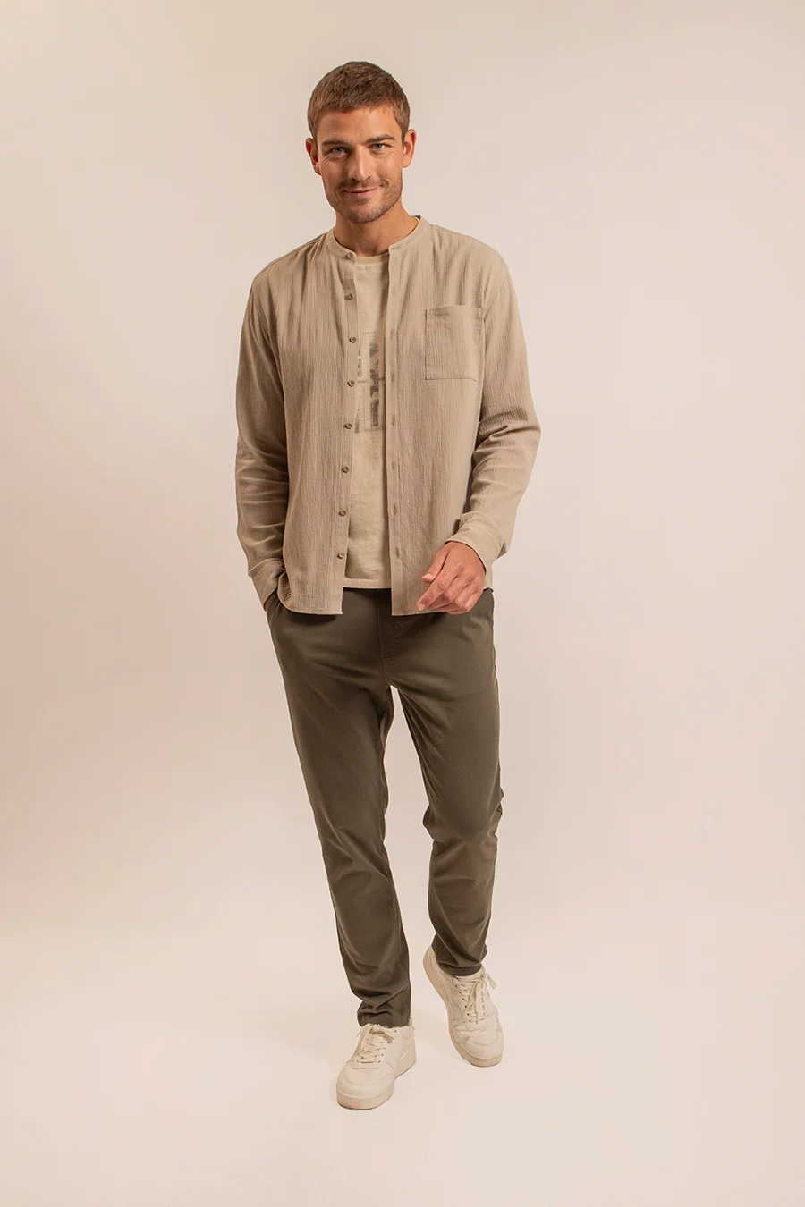 T-shirt printé beige dirty dyed - Image 2