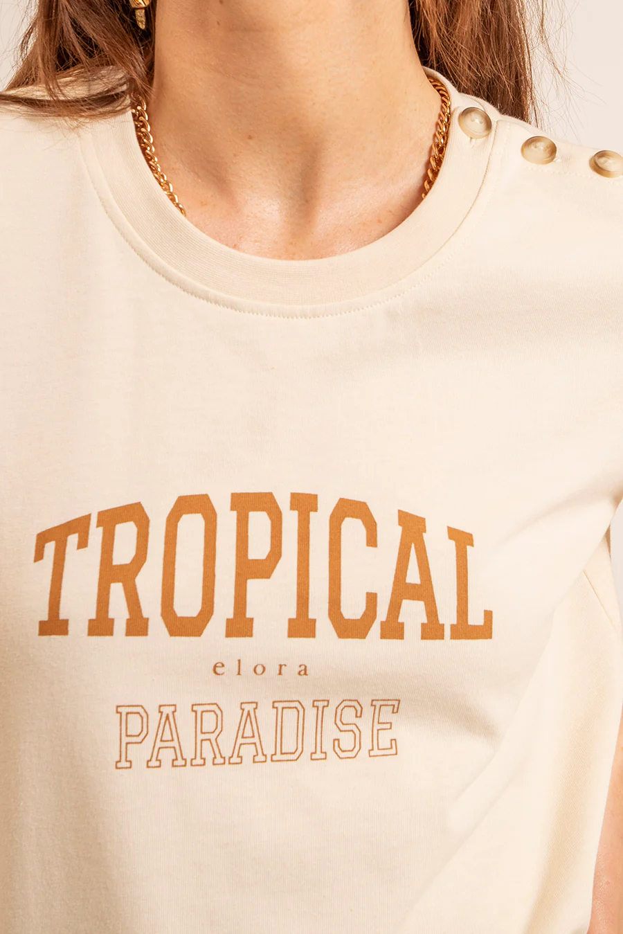 T-shirt printé beige jersey - Image 2