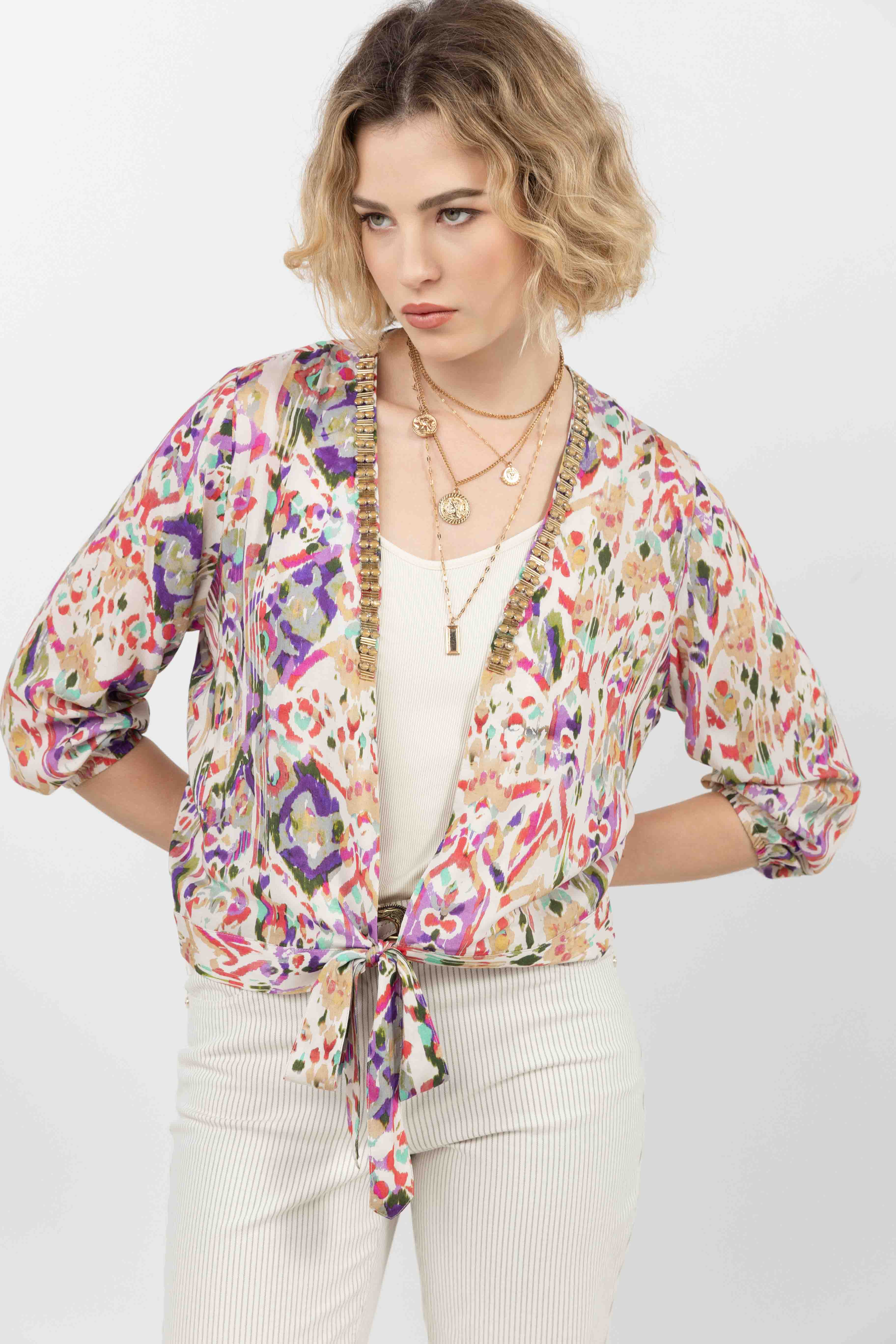 Top multicolore bijou à nouer - Image 3