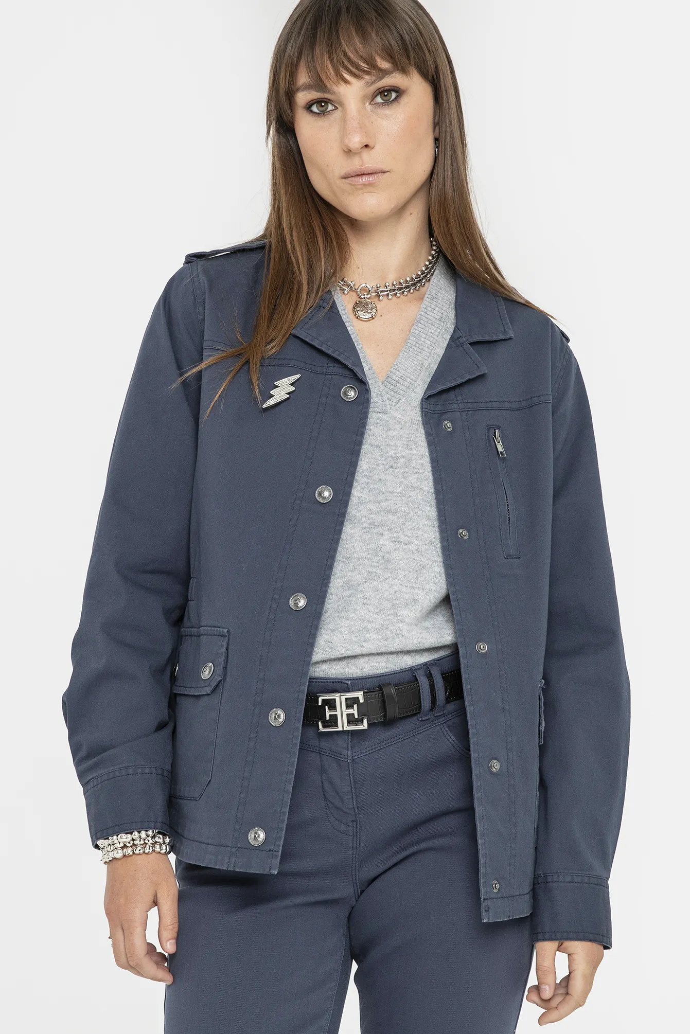 Veste avec broderies bleu - Image 2