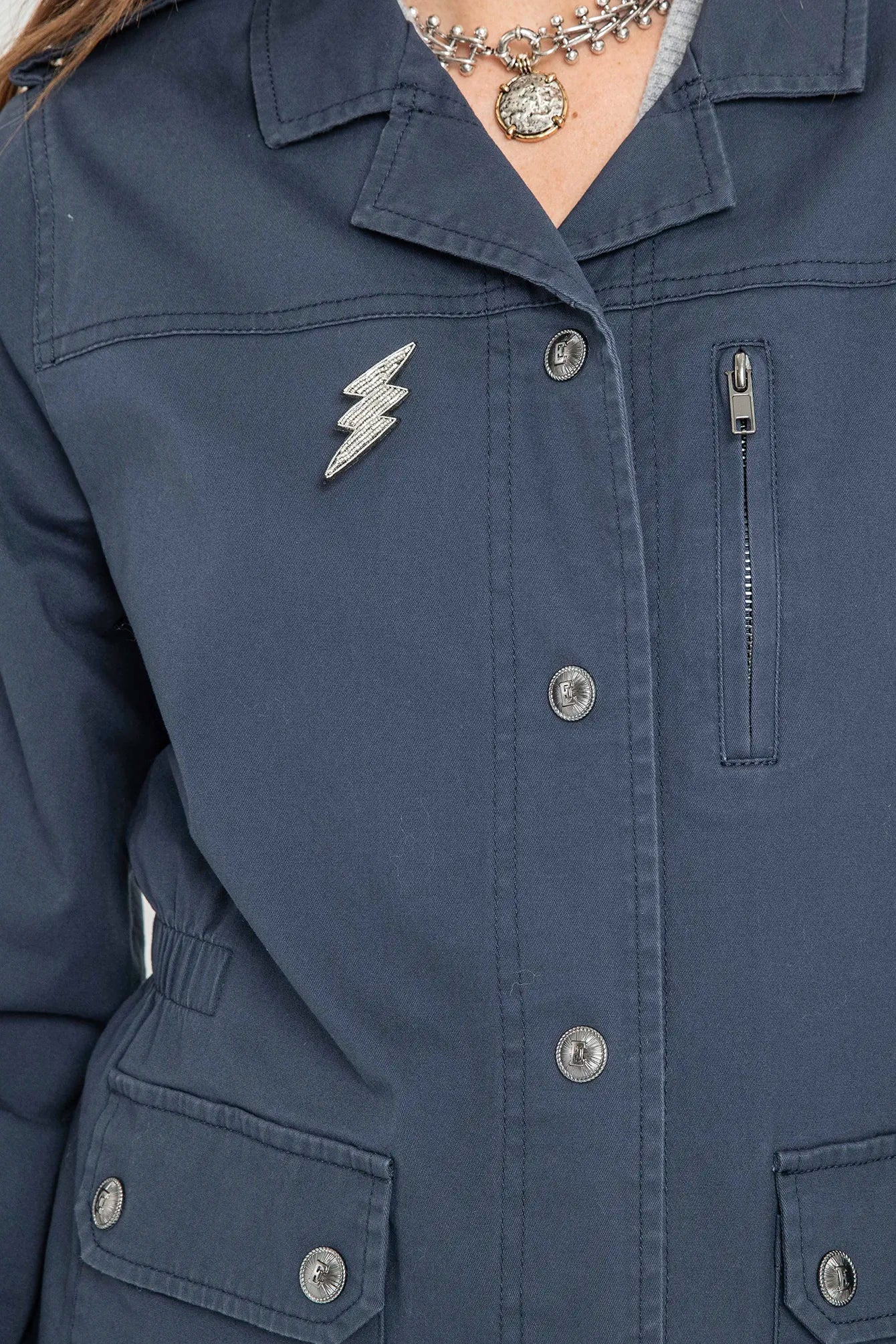 Veste avec broderies bleu - Image 4