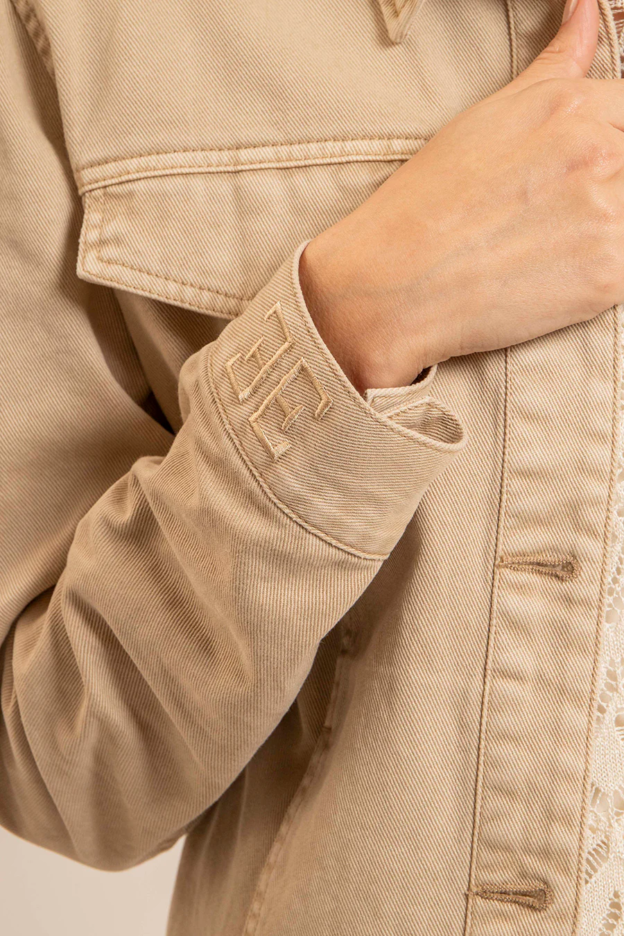 Veste en jean beige - Image 2