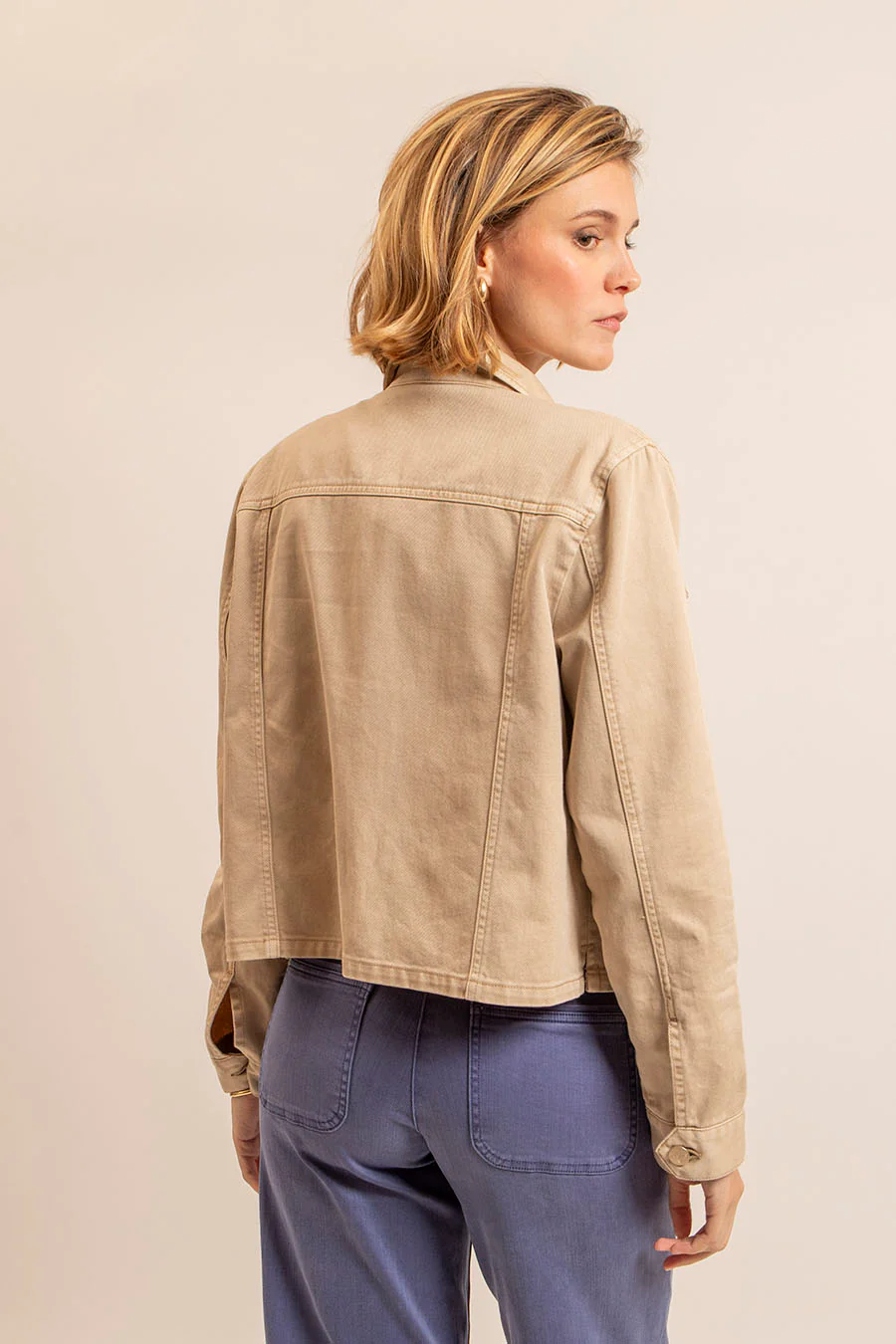 Veste en jean beige - Image 3