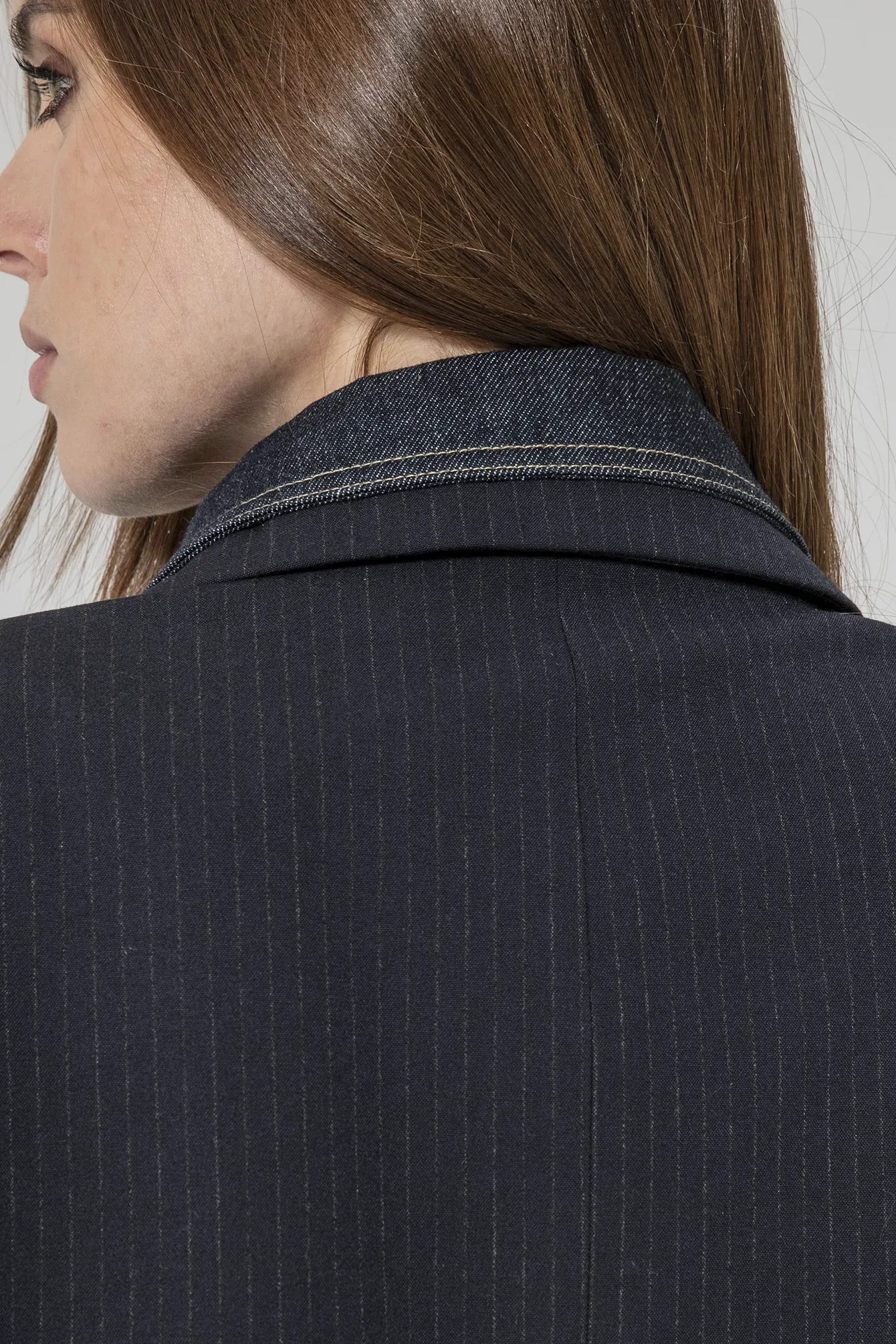 Veste rayée bi-matières navy - Image 4
